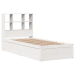 vidaXL Cadru de pat fără saltea, alb, 90x200 cm, lemn masiv pin