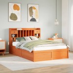 vidaXL Cadru de pat fără saltea, maro ceruit 140x200 cm lemn masiv pin vidaXL Cadru de pat fără saltea, maro ceruit 140x200 cm lemn masiv pin