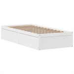 vidaXL Cadru de pat fără saltea, alb, 90x200 cm, lemn masiv pin