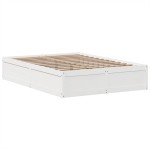 vidaXL Cadru de pat fără saltea, alb, 140x190 cm, lemn masiv de pin