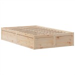 vidaXL Cadru de pat fără saltea, 135x190 cm, lemn masiv de pin