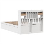 vidaXL Cadru de pat fără saltea, alb, 135x190 cm, lemn masiv de pin
