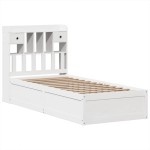 vidaXL Cadru de pat fără saltea, alb, 75x190 cm, lemn masiv de pin