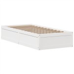 vidaXL Cadru de pat fără saltea, alb, 75x190 cm, lemn masiv de pin