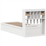 vidaXL Cadru de pat fără saltea, alb, 75x190 cm, lemn masiv de pin
