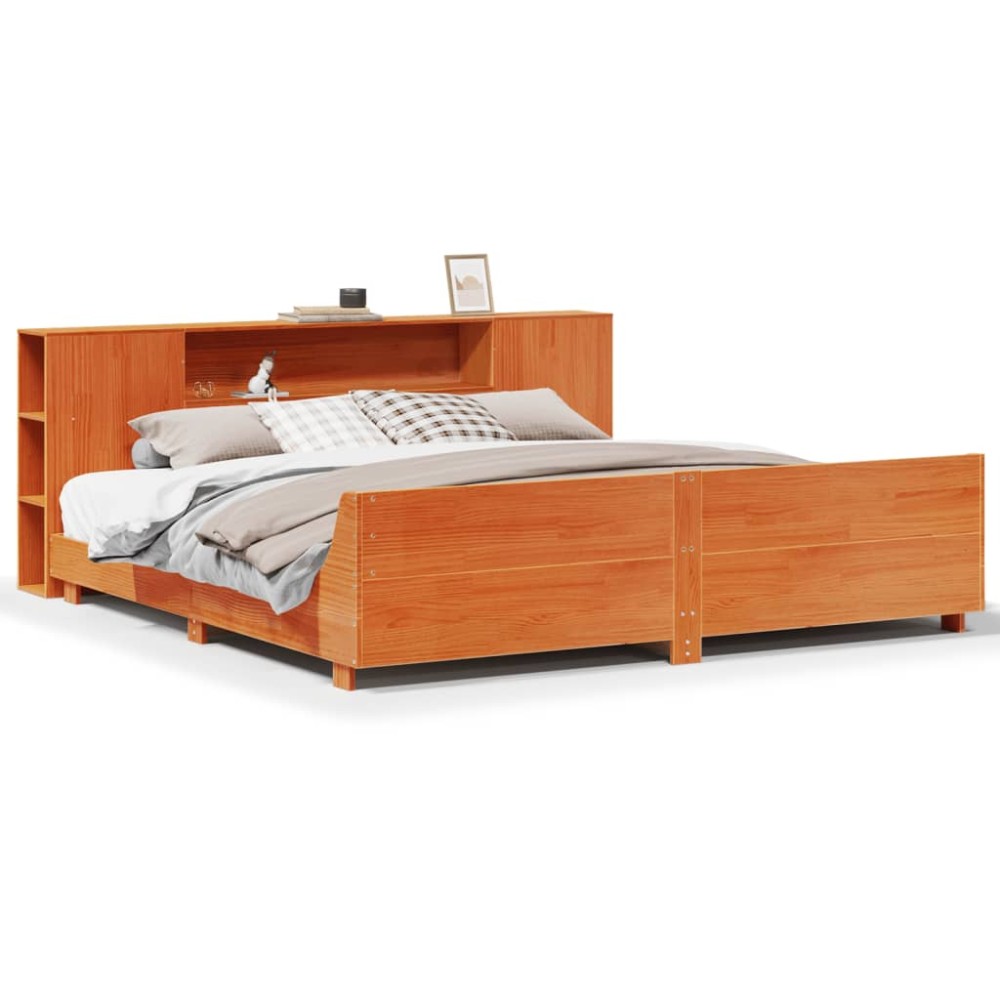 vidaXL Cadru de pat fără saltea, maro ceruit 180x200 cm lemn masiv pin
