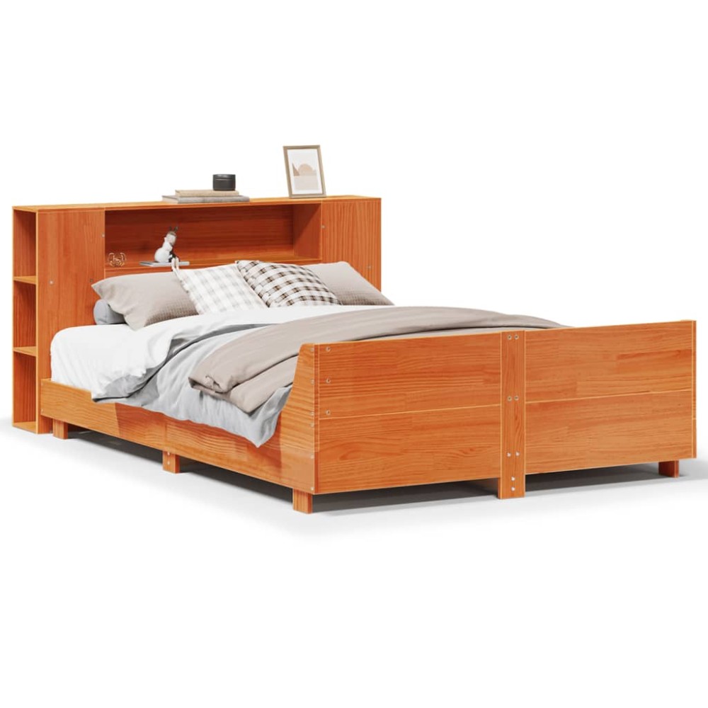 vidaXL Cadru de pat fără saltea, maro ceruit 150x200 cm lemn masiv pin