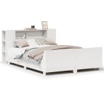 vidaXL Cadru de pat fără saltea, alb, 140x190 cm, lemn masiv de pin