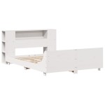 vidaXL Cadru de pat fără saltea, alb, 140x190 cm, lemn masiv de pin