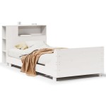 vidaXL Cadru de pat fără saltea, alb, 75x190 cm, lemn masiv de pin
