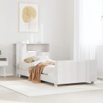 vidaXL Cadru de pat fără saltea, alb, 75x190 cm, lemn masiv de pin