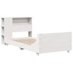 vidaXL Cadru de pat fără saltea, alb, 75x190 cm, lemn masiv de pin
