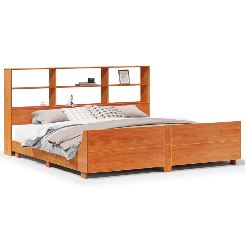 vidaXL Cadru de pat fără saltea, maro ceruit 180x200 cm lemn masiv pin