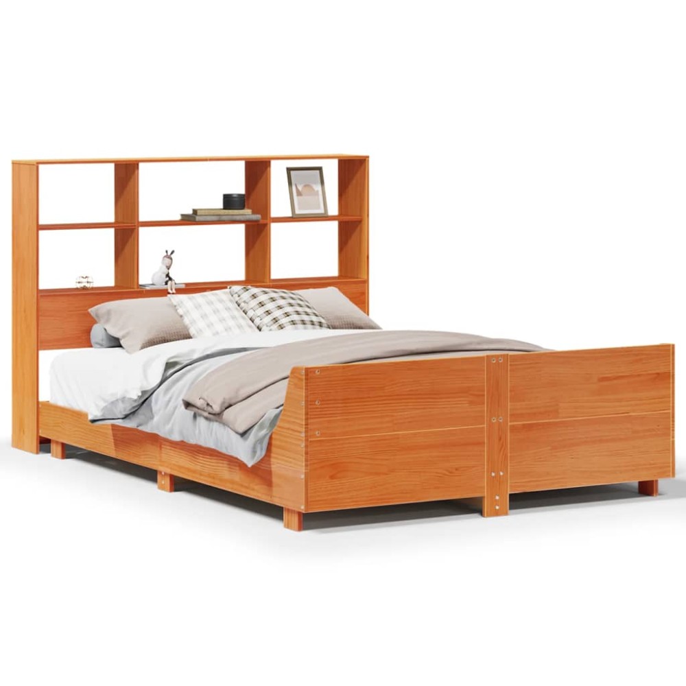 vidaXL Cadru de pat fără saltea, maro ceruit 140x200 cm lemn masiv pin