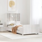 vidaXL Cadru de pat fără saltea, alb, 90x200 cm, lemn masiv pin