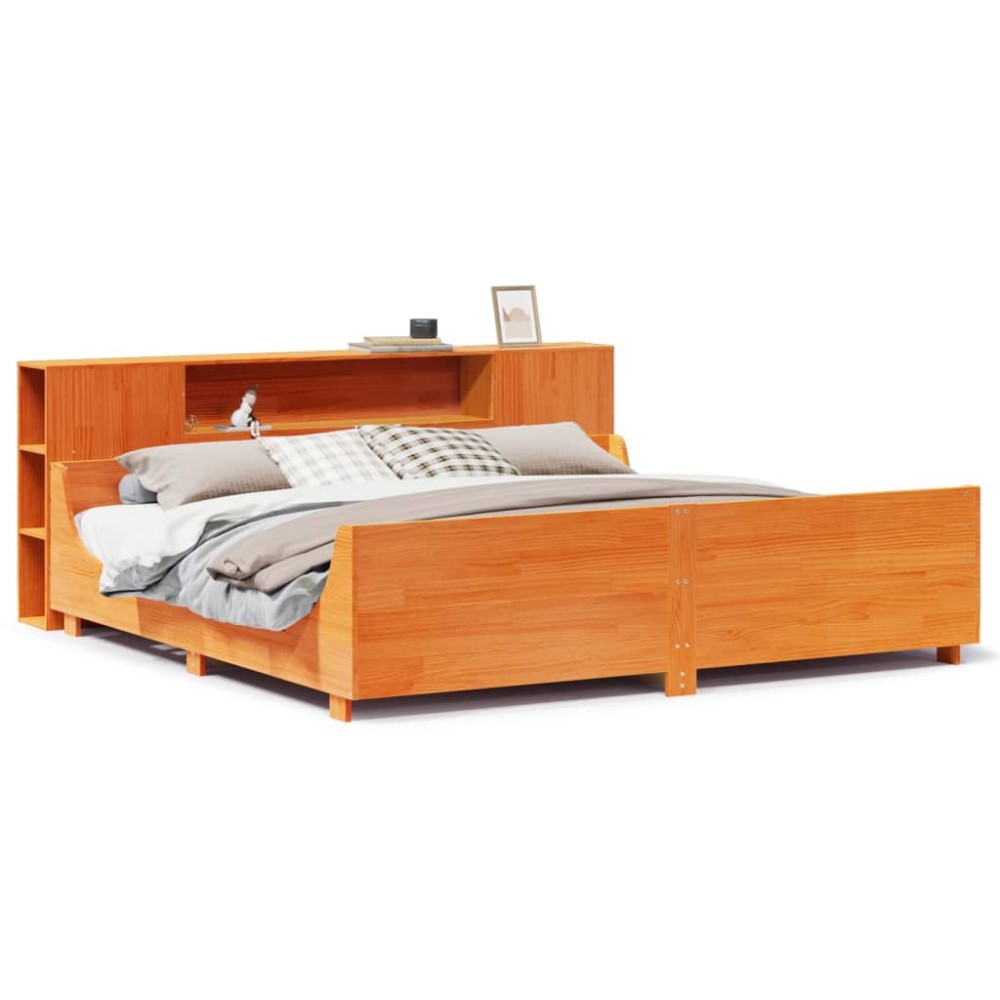 vidaXL Cadru de pat fără saltea, maro ceruit 180x200 cm lemn masiv pin