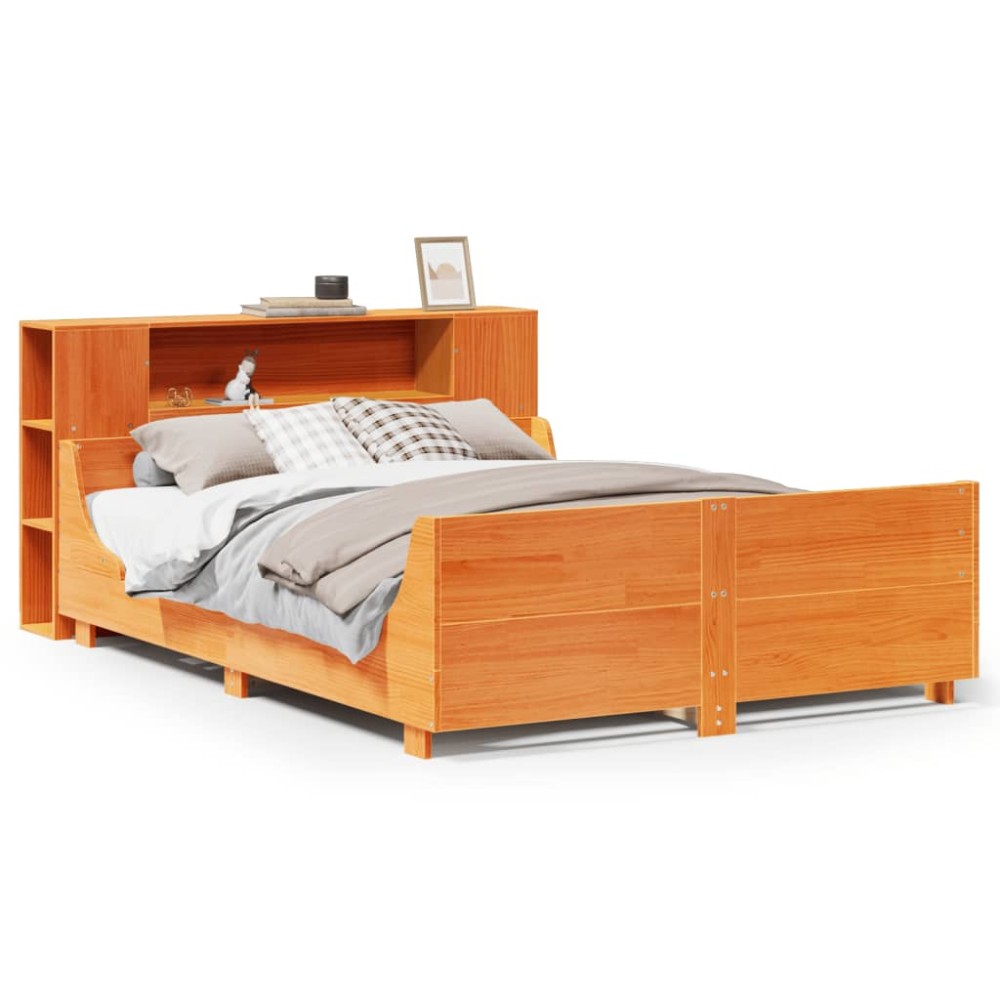 vidaXL Cadru de pat fără saltea, maro ceruit 150x200 cm lemn masiv pin