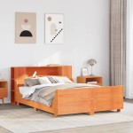 vidaXL Cadru de pat fără saltea, maro ceruit 150x200 cm lemn masiv pin vidaXL Cadru de pat fără saltea, maro ceruit 150x200 cm lemn masiv pin