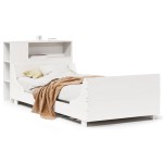 vidaXL Cadru de pat fără saltea, alb, 75x190 cm, lemn masiv de pin