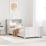 vidaXL Cadru de pat fără saltea, alb, 75x190 cm, lemn masiv de pin