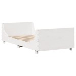 vidaXL Cadru de pat fără saltea, alb, 75x190 cm, lemn masiv de pin