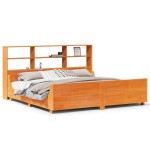 vidaXL Pat cu bibliotecă fără saltea maro ceruit 200x200 cm lemn masiv