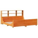 vidaXL Pat cu bibliotecă fără saltea maro ceruit 200x200 cm lemn masiv