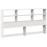 vidaXL Pat cu bibliotecă fără saltea, alb, 180x200 cm, lemn masiv