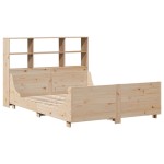 vidaXL Pat cu bibliotecă fără saltea, 120x200 cm, lemn masiv vidaXL Pat cu bibliotecă fără saltea, 120x200 cm, lemn masiv