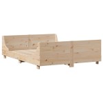 vidaXL Pat cu bibliotecă fără saltea, 120x200 cm, lemn masiv vidaXL Pat cu bibliotecă fără saltea, 120x200 cm, lemn masiv