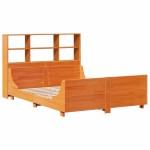 vidaXL Pat cu bibliotecă fără saltea, maro, 120x200 cm, lemn masiv vidaXL Pat cu bibliotecă fără saltea, maro, 120x200 cm, lemn masiv