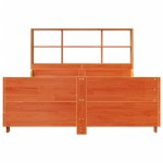 vidaXL Pat cu bibliotecă fără saltea, maro, 120x200 cm, lemn masiv vidaXL Pat cu bibliotecă fără saltea, maro, 120x200 cm, lemn masiv
