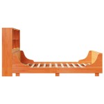vidaXL Pat cu bibliotecă fără saltea, maro, 120x200 cm, lemn masiv vidaXL Pat cu bibliotecă fără saltea, maro, 120x200 cm, lemn masiv