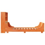 vidaXL Pat cu bibliotecă fără saltea, maro, 100x200 cm, lemn masiv vidaXL Pat cu bibliotecă fără saltea, maro, 100x200 cm, lemn masiv