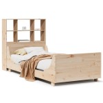 vidaXL Pat cu bibliotecă fără saltea, 90x200 cm, lemn masiv vidaXL Pat cu bibliotecă fără saltea, 90x200 cm, lemn masiv