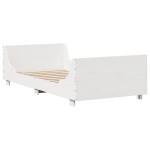 vidaXL Pat cu bibliotecă fără saltea, alb, 90x200 cm, lemn masiv