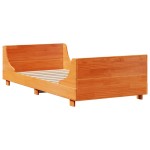 vidaXL Pat cu bibliotecă fără saltea, maro, 90x200 cm, lemn masiv vidaXL Pat cu bibliotecă fără saltea, maro, 90x200 cm, lemn masiv