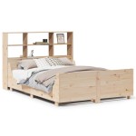 vidaXL Pat cu bibliotecă fără saltea, 140x190 cm, lemn masiv vidaXL Pat cu bibliotecă fără saltea, 140x190 cm, lemn masiv