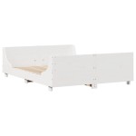 vidaXL Pat cu bibliotecă fără saltea, alb, 120x190 cm, lemn masiv