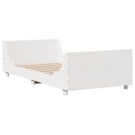 vidaXL Pat cu bibliotecă fără saltea, alb, 90x190 cm, lemn masiv
