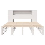 vidaXL Pat cu bibliotecă fără saltea, alb, 140x200 cm, lemn masiv vidaXL Pat cu bibliotecă fără saltea, alb, 140x200 cm, lemn masiv