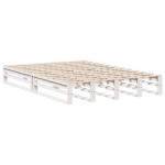 vidaXL Pat cu bibliotecă fără saltea, alb, 140x200 cm, lemn masiv vidaXL Pat cu bibliotecă fără saltea, alb, 140x200 cm, lemn masiv