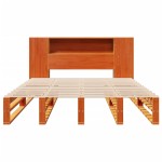 vidaXL Pat cu bibliotecă fără saltea maro ceruit 140x200 cm lemn masiv