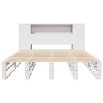 vidaXL Pat cu bibliotecă fără saltea, alb, 150x200 cm, lemn masiv