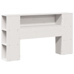 vidaXL Pat cu bibliotecă fără saltea, alb, 160x200 cm, lemn masiv vidaXL Pat cu bibliotecă fără saltea, alb, 160x200 cm, lemn masiv