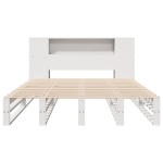 vidaXL Pat cu bibliotecă fără saltea, alb, 160x200 cm, lemn masiv vidaXL Pat cu bibliotecă fără saltea, alb, 160x200 cm, lemn masiv