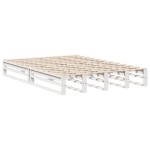 vidaXL Pat cu bibliotecă fără saltea, alb, 160x200 cm, lemn masiv vidaXL Pat cu bibliotecă fără saltea, alb, 160x200 cm, lemn masiv