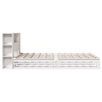 vidaXL Pat cu bibliotecă fără saltea, alb, 160x200 cm, lemn masiv vidaXL Pat cu bibliotecă fără saltea, alb, 160x200 cm, lemn masiv