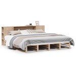 vidaXL Pat cu bibliotecă fără saltea, 180x200 cm, lemn masiv