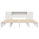 vidaXL Pat cu bibliotecă fără saltea, alb, 180x200 cm, lemn masiv vidaXL Pat cu bibliotecă fără saltea, alb, 180x200 cm, lemn masiv